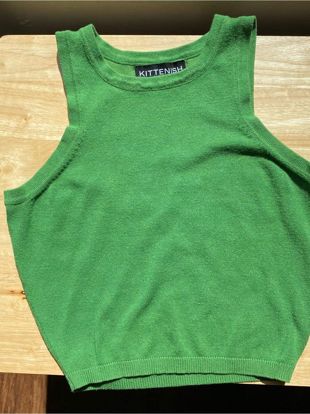 Kittenish Green Knit crop Tank